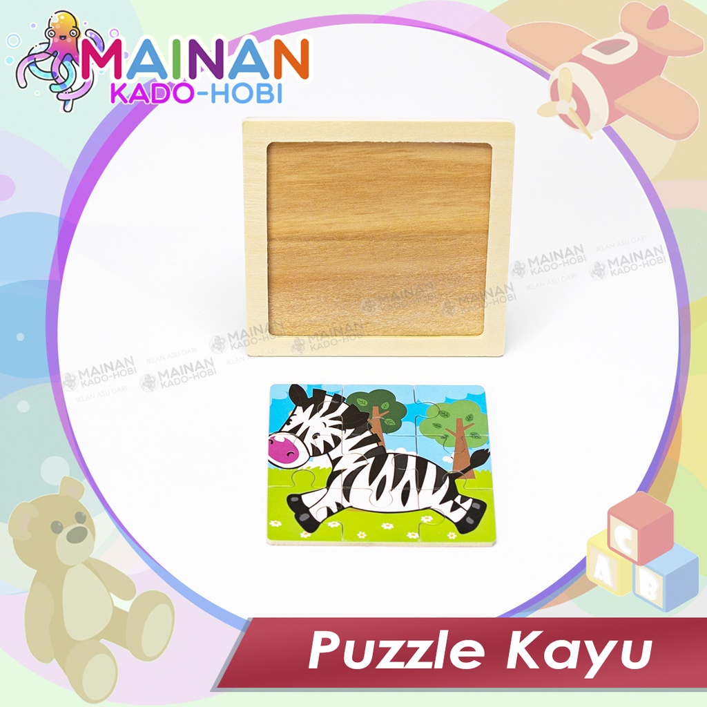 MAINAN WOODEN PUZZLE KIDS ANAK KARAKTER HEWAN ZEBRA