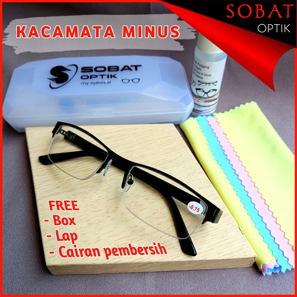 Kacamata Minus Frame Metal Model Gantung Ukuran -0.50 s/d -4.00