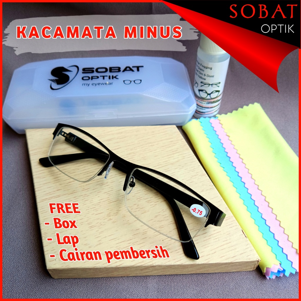 Kacamata Minus Frame Metal Model Gantung Ukuran -0.50 s/d -4.00