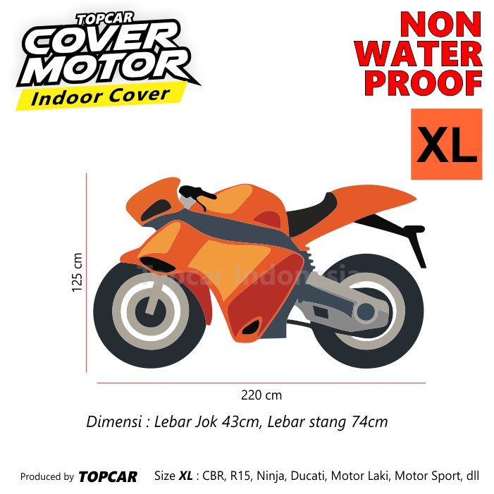 Cover Motor Honda CBR 600 RR / CBR600RR Indoor Non-waterproof Sarung Motor Selimut Pelindung Body Baju Biker Mantel Jas Penutup by TOPCAR