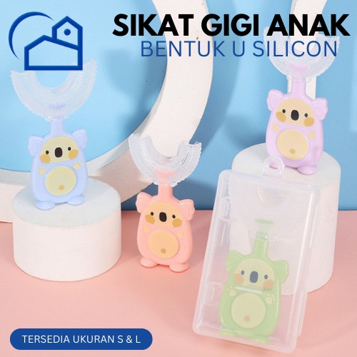 Sikat gigi betuk U anak Bahan silikon / Training Toothbrush / Sikat Gigi Anak U S untuk 2-6 tahun L untuk 6-12 tahun 30090