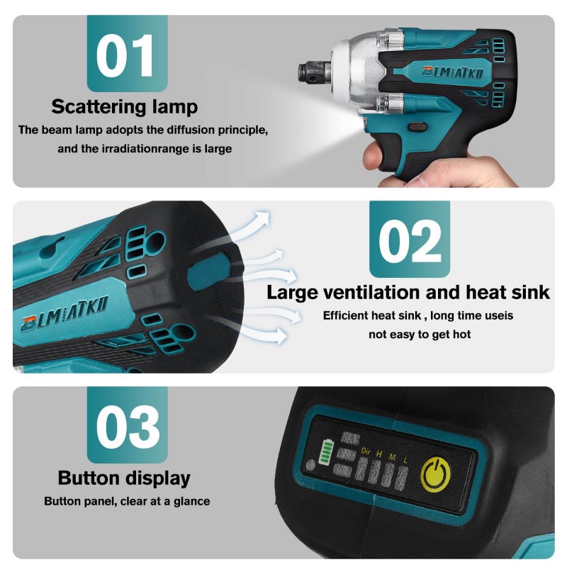 Cordless Impact wrench 2 baterai cordless mesin pembuka baut ban bor set impak buka motor mesin bor untuk baut mobil