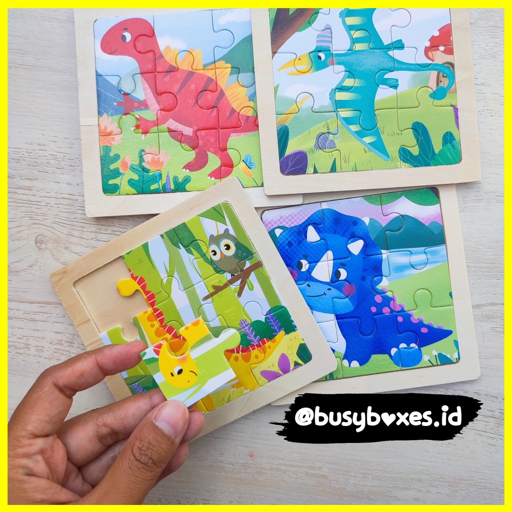 Busyboxes.id Mainan anak puzzle edukasi anak 1 2 3 tahun laki laki perempuan mainan edukasi Montessori puzzle jigsaw 3d kayu hewan binatang