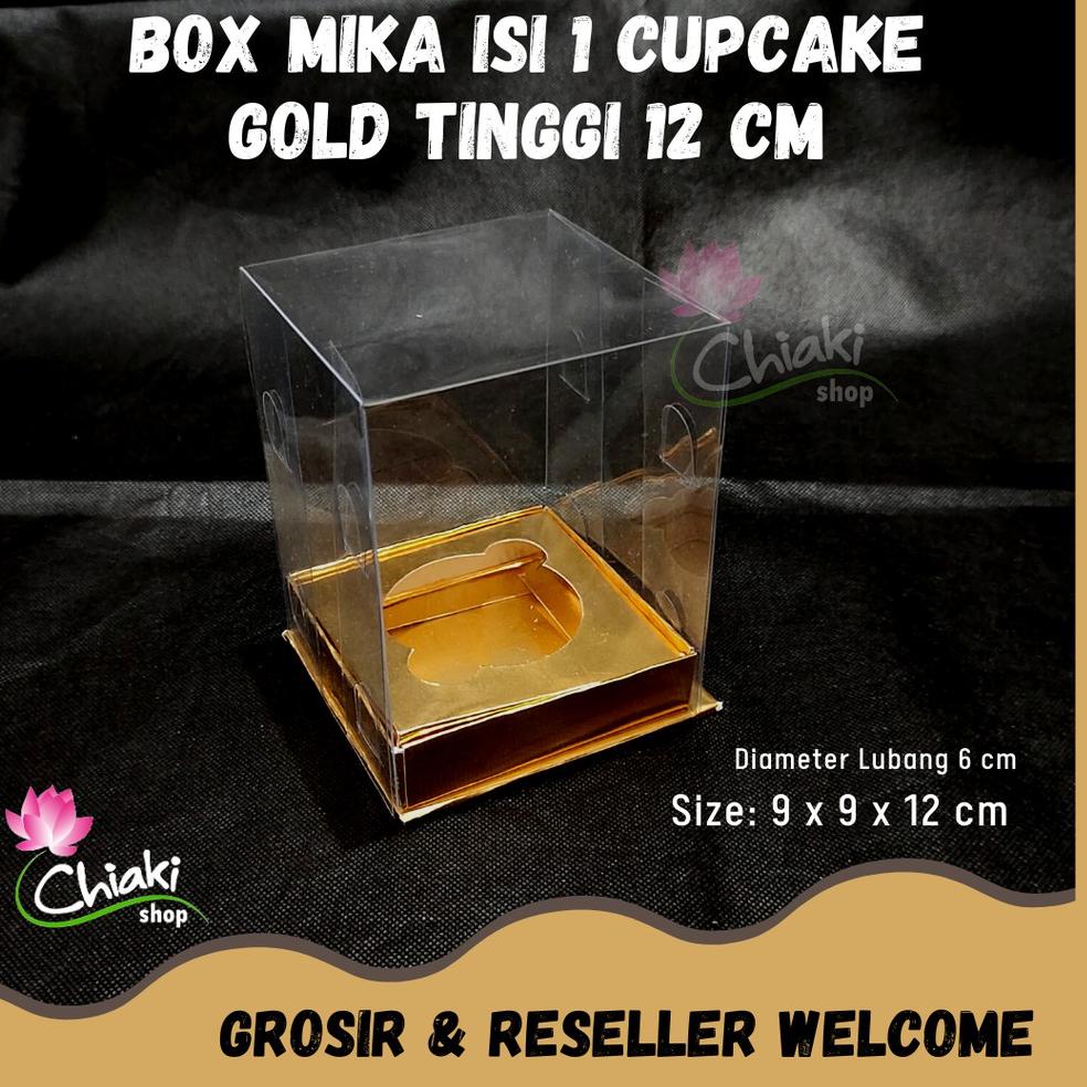 

ガ Box Cupcake isi 1 GOLD 9x9x12cm Kotak Mika Donat Dus Kue Kardus Emas Muffin Cake Pudding Karton ♖