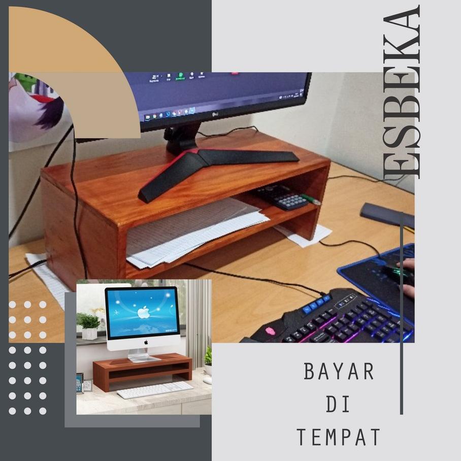 Murah Meriah ALAS DUDUKAN PENINGGI MEJA MONITOR KAYU - MEJA LAPTOP KAYU - WOOD PLATFORM STAND MONITO