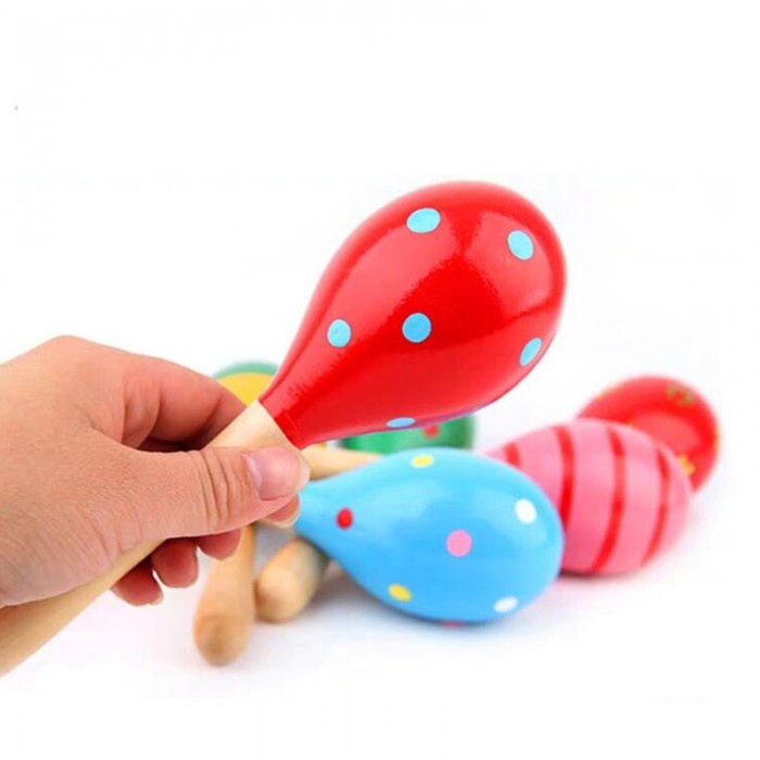 Mainan Musik Bayi Maracas Baby Stik Kerincingan Rattle Marakas Kayu Wooden Toys Rattle Stick