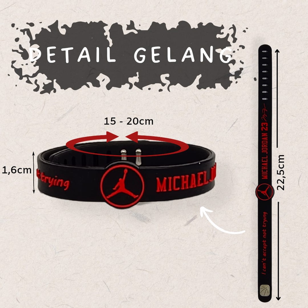 Gelang Karet Basket NBA MICHAEL JORDAN ORIGINAL Bracelet Rubber Pria Sport