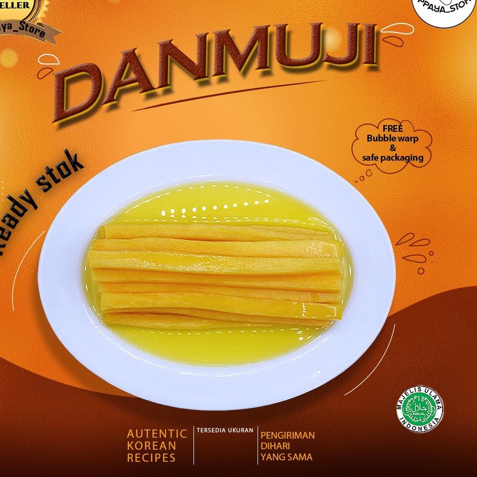 

[PRODUK ZI67R] Danmuji Panjang Kimbab Acar Lobak Kuning Untuk Kimbab 300 Gram Isi 20 Potong Panjang B98