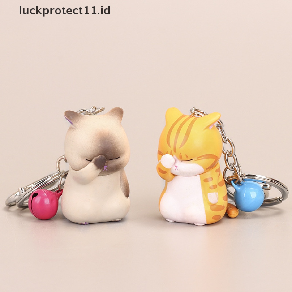 /Fashion Hot// Fashion// Gantungan Kunci Kucing Malu Lucu Chubby Kitten Keyring Trinket Bag Ornament Keys.