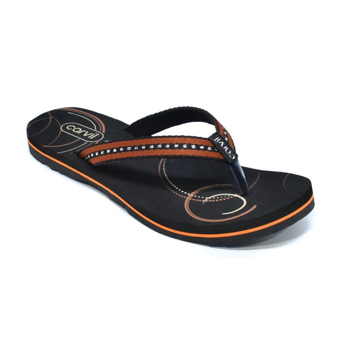 Carvil Gracia L Black Terracotta Sandal Jepit Wanita_A11