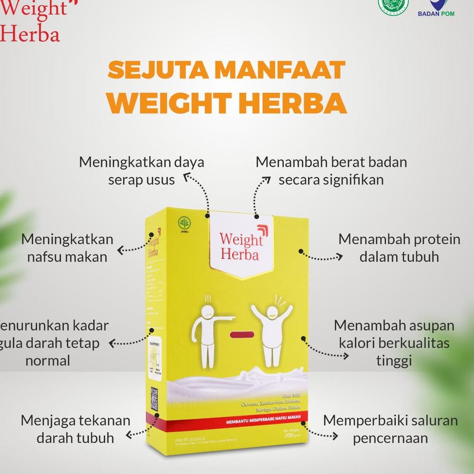 

[PRODUK SHJIA] Weight Herba Susu Etawa - Penggemuk Badan Tanpa Gula & Tanpa Olahraga Perlancar Saluran Pencernaan & Tingkatkan Nafsu Makan Menjaga Tekanan Darah pada Tubuh Isi 200gr RZY