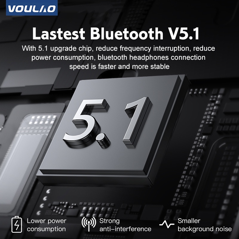 VOULAO VL5 TWS Earphone headset bluetooth 5.3 Wireless Gaming Earbuds Latensi rendah Mendukung Android/IOS With Microphone HIFI Stereo