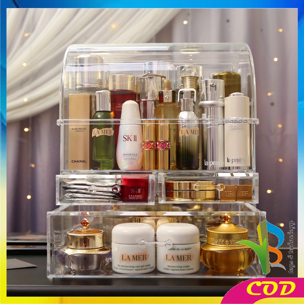 RB-K132 Rak Kosmetik Dengan Laci Anti Debu Tempat Make Up Skincare Rak Akrilik Multifungsi / Tempat Penyimpanan Dengan Tutup Acrylic Storage Organizer Drawer Cosmetic