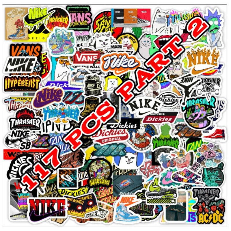 

PAKET MINI STIKER PART 2 ISI 117PCS SESUAI GAMBAR HIGH QUALITY DECAL STRIPPING BRAND BAND METAL ROCK WATERPROOF TUMBLR