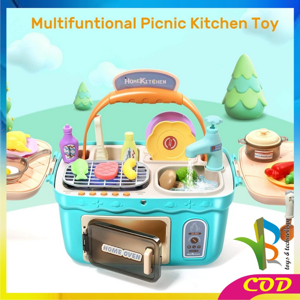 RB-M27 Mainan Home Picnic Kitchen Set 906 / Mainan Edukasi Anak Masak Masakan + Wastafel Cuci Piring