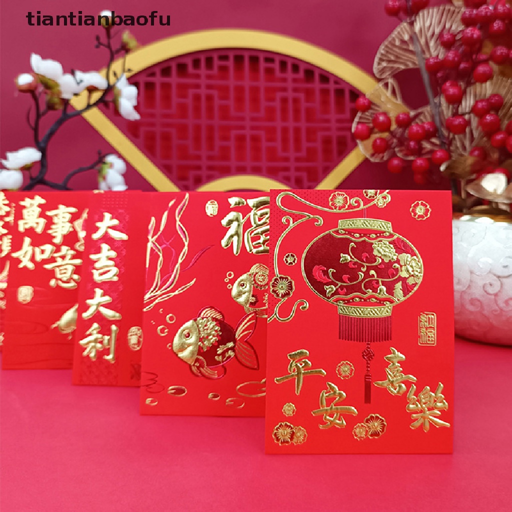 [tiantianbaofu] 6pcs Amplop Merah Imlek 2022tahun Tahun Paket Merah New Year Festival Musim Semi Kelinci Kantong Uang Hongbao Merah Hadiah Amplop Butik