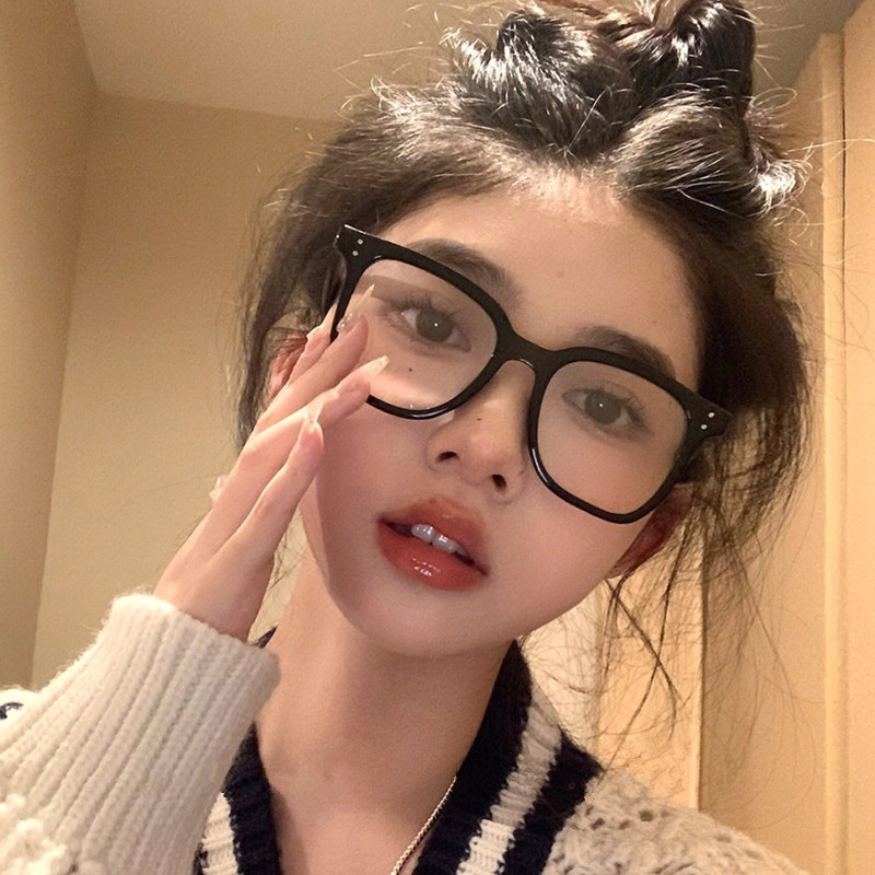 Papaozhu Korea Oversized Transparan Persegi Kacamata Untuk Wanita Perempuan Chic Kacamata Lensa Bening Outdoor Jalan Fashion Eyewear