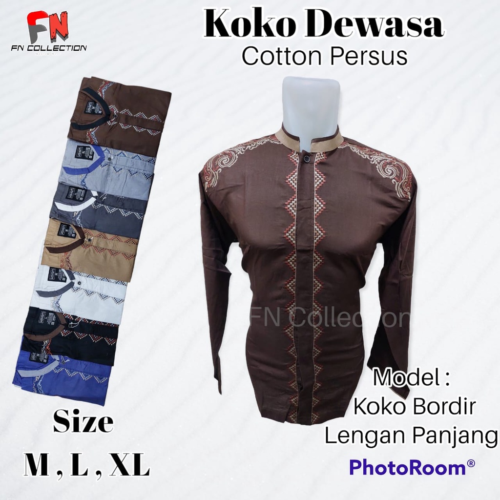 Baju Koko Premium Lengan panjang | Baju koko bordir lengan panjang gaul