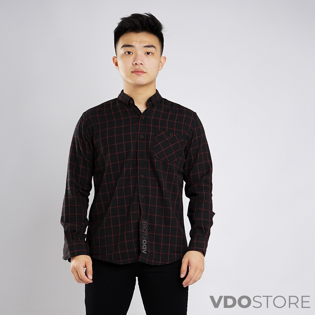 KEMEJA FLANEL PRIA 14 BLACK CHERRY - M L XL - KEMEJA LENGAN PANJANG VDOSTORE DEWASA BAJU FLANNEL TANGAN PANJANG HITAM NAVY ABU MOTIF KEMEJA COWOK MURAH DEWASA SANTAI TEBAL KUALITAS IMPORT BAJU CATUR PANEL FANEL