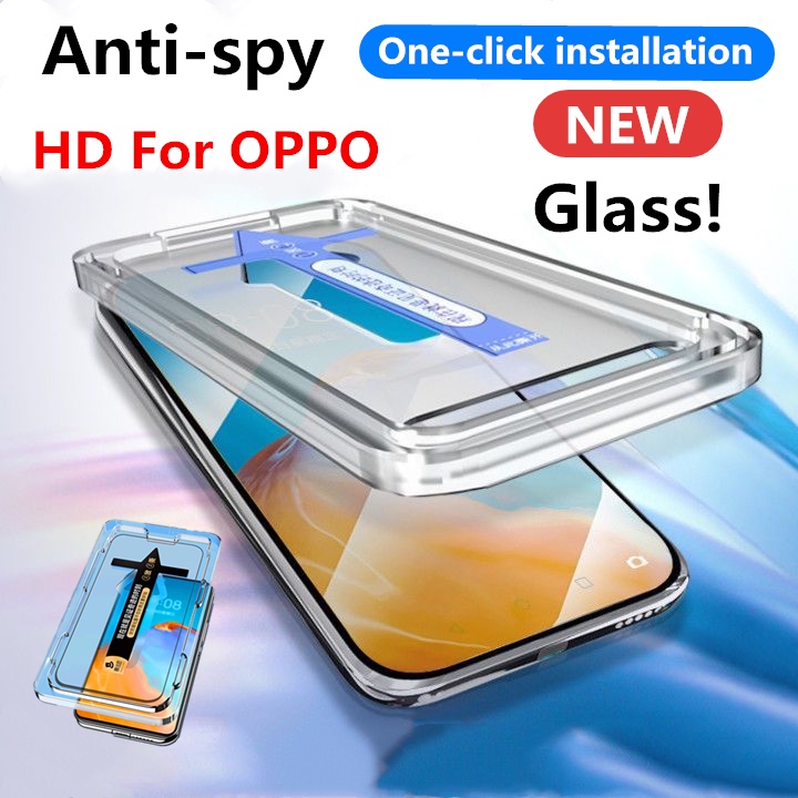 Luxury HD Pemasangan Sekali Klik Tempered Glass Untuk OPPO R17 K10 Pro A11 A31 A35 A52 A55 A56 A72 A8 A95 A97 K7 K9 A74 A57 5G Anti Spy Pelindung Layar Tempered Glass