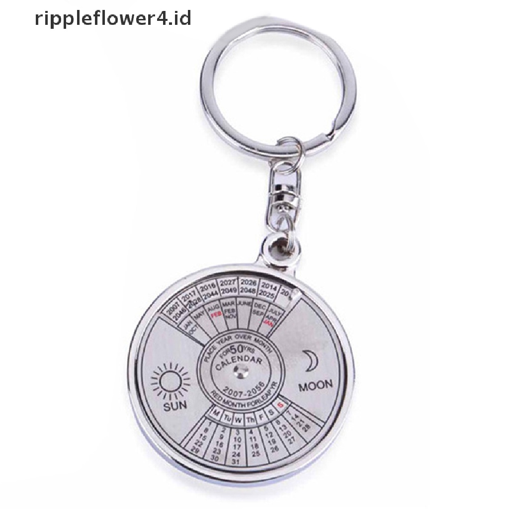 {rippleflower4.id} Keren Stylish Kalender 50tahun Gantungan Kunci Keyring Keyfob Metal Alloy Ring Compass~