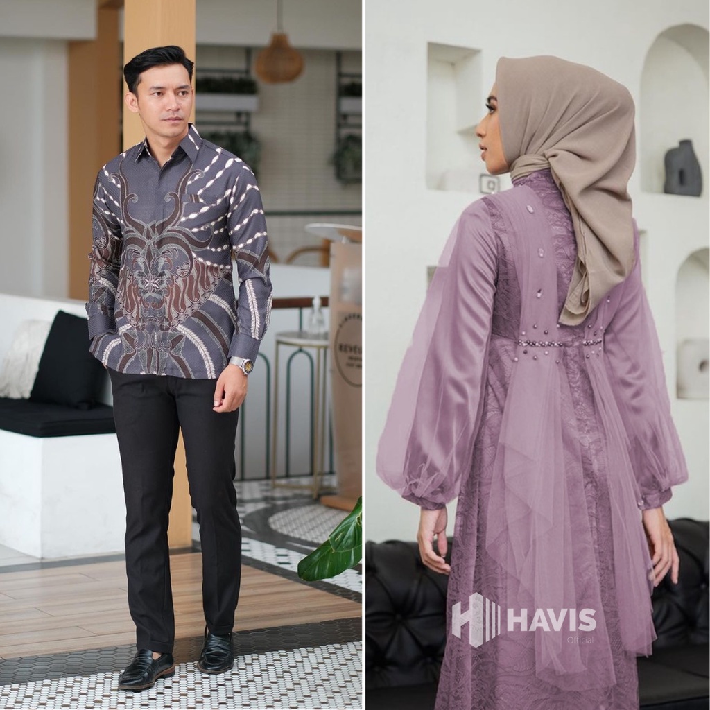 Dress Couple Nadine Gamis Brukat Modern Terbaru Dress Pesta Wanita Kondangan Lamaran Wisuda Lebaran