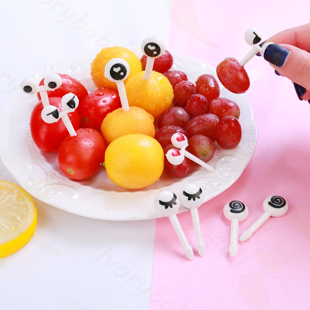 Ivorybaby Garpu buah set Garpu tusukan bento buah kartun Garpu ulang tahun