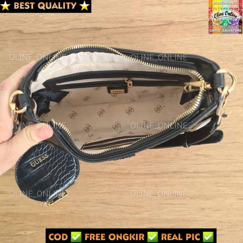 tas wanita alexie jinjing pundak shoulder bag with small coin pouch bag croco motif black nude pink white gs gb