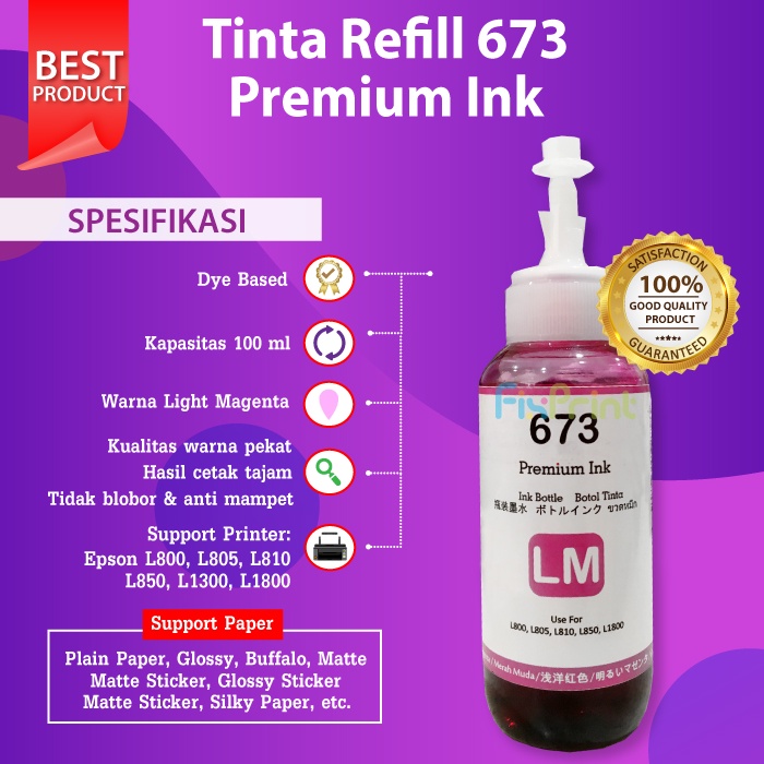 TINTA INK SETARA ORIGINAL L SERIES 673 PRINTER L800/L805/L850/L1800