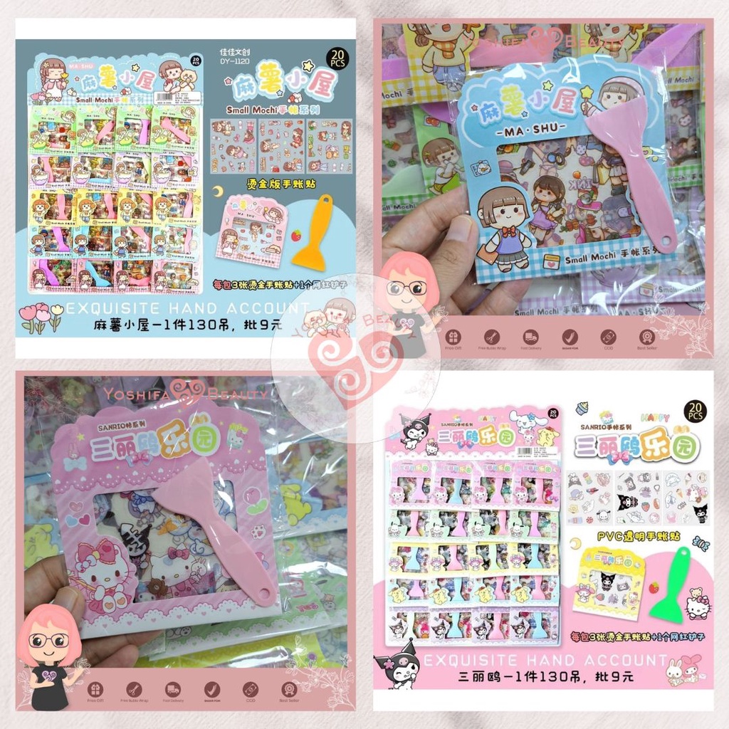 Paket Sticker DIY Bear and Bunny  Cute Girl | Stiker Free Scraper Beruang dan Kelinci Lucu Imut Deco Sticker Planner DIY Scrapbook Stiker