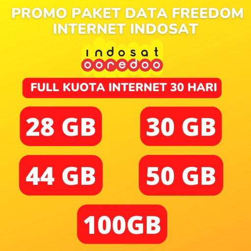 PROMO MURAH PAKET DATA FREEDOM INDOSAT KUOTA BESAR MASA AKTIF 1 BULAN