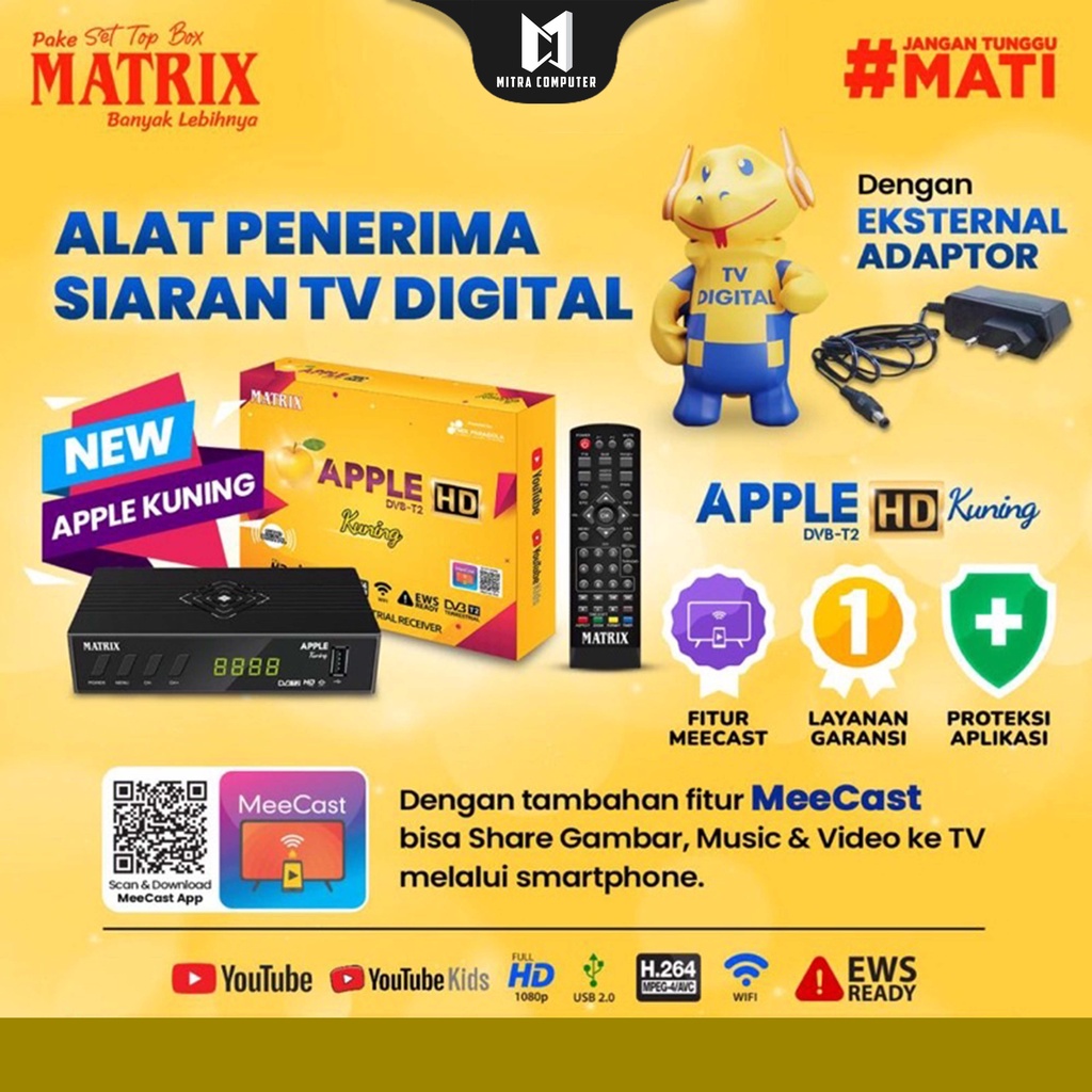 Jual Matrix Kuning Receiver Tv Set Top Box Stb Matrix Apple Kuning Hd