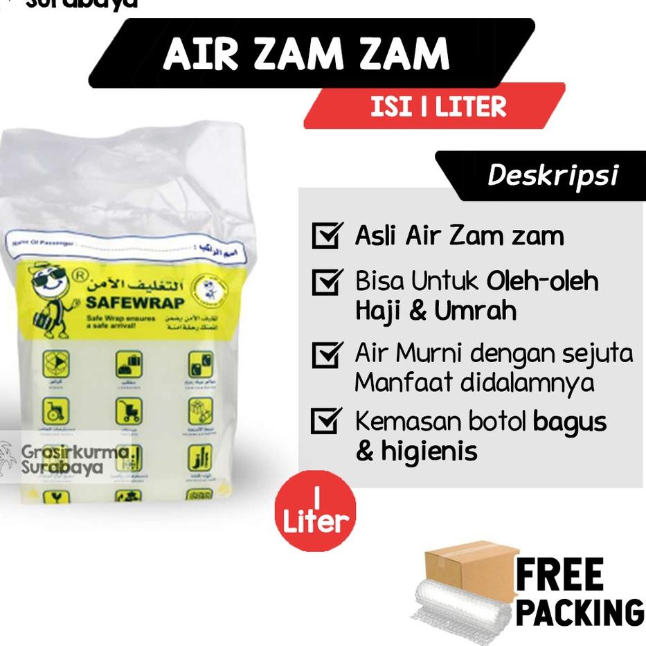 

ASLI AIR ZAMZAM 1 LITER 100% Zam-zam Dari Arab Saudi Untuk Souvenir Oleh oleh Haji Umroh Solusi Sehat