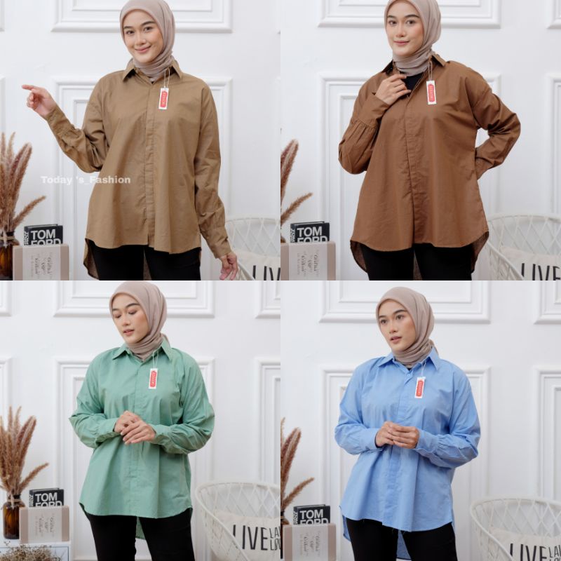 Vhea Shirt | Kemeja Oversize Wanita - Basic Katun Poplin - Atasan Wanita Polos Lengan Panjang