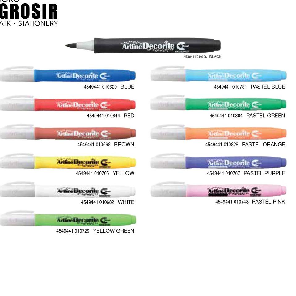 

[F-4-O ✪] EDF-F Artline Decorite Brush Pen Pena Kuas Warna Spidol Kaligrafi Art Marker Lettering Calligraphy Timbul-premium