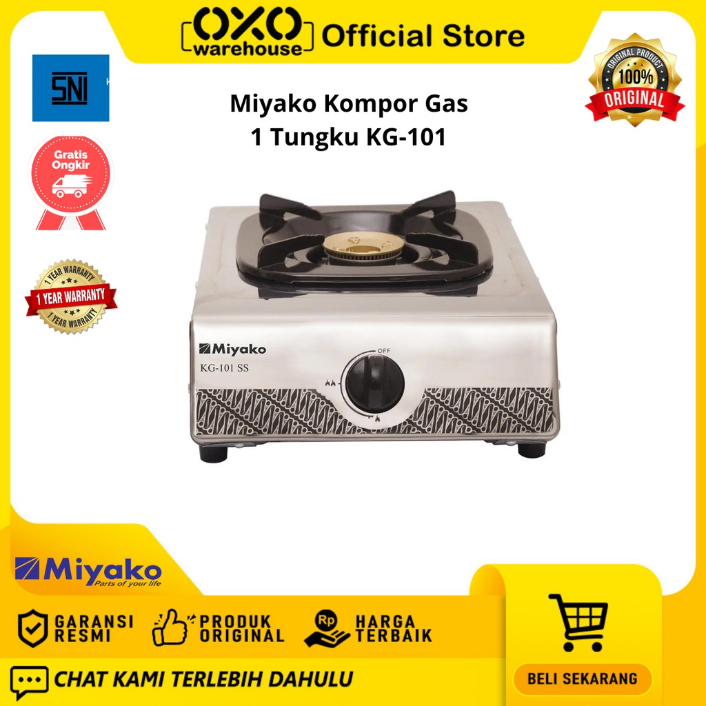 Miyako Kompor Gas KG-101 SS 1 Tungku Garansi Resmi