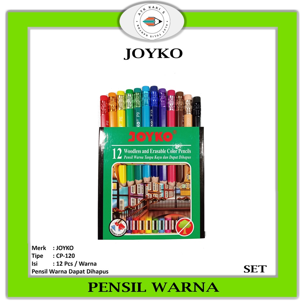 

JOYKO - Pensil Warna Mini CP-120 Pensil Warna Dapat Dihapus - Set