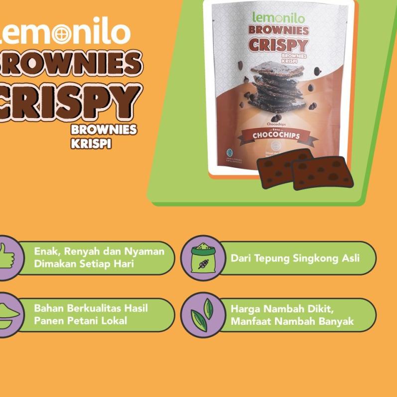 

ㅎ LEMONILO Brownies Crispy 40g - Chocochips Keju - Cemilan Diet Sehat - Lemonilo Bronis Coklat - Lemonilo Brownie Cheese ↵