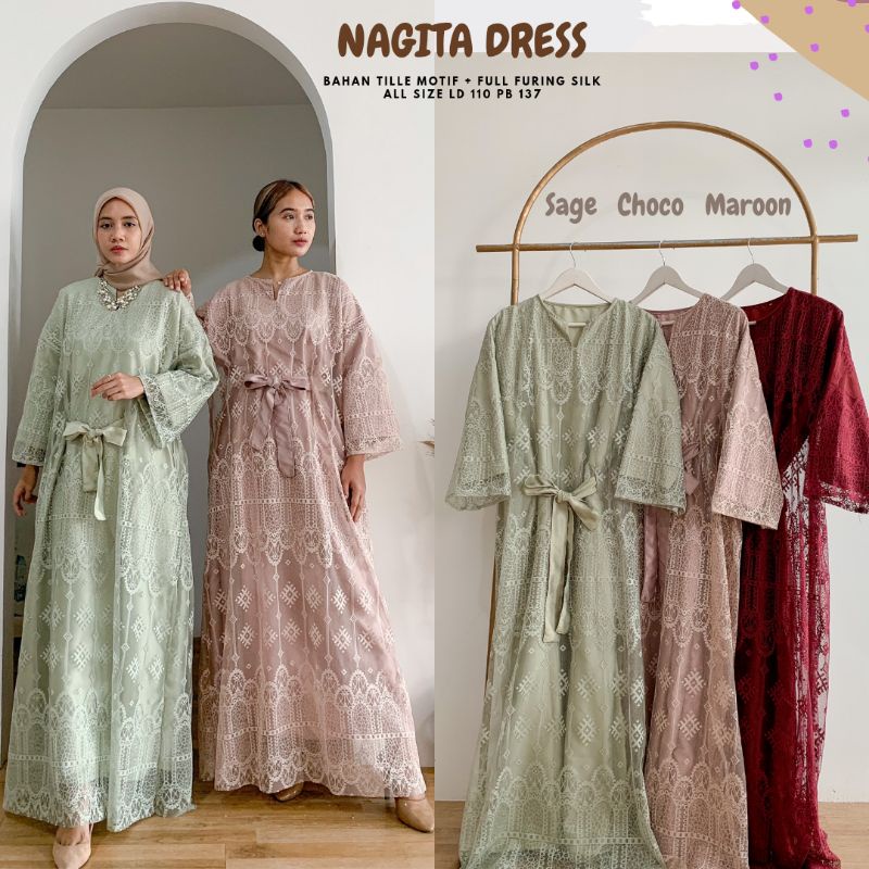 Nagita Tille Dress Jumbo Ld 110/Dress Kondangan/Dress Pesta/Dress Sage/Dress Maternity/Dress Bridesmaid/Dress Prewedding