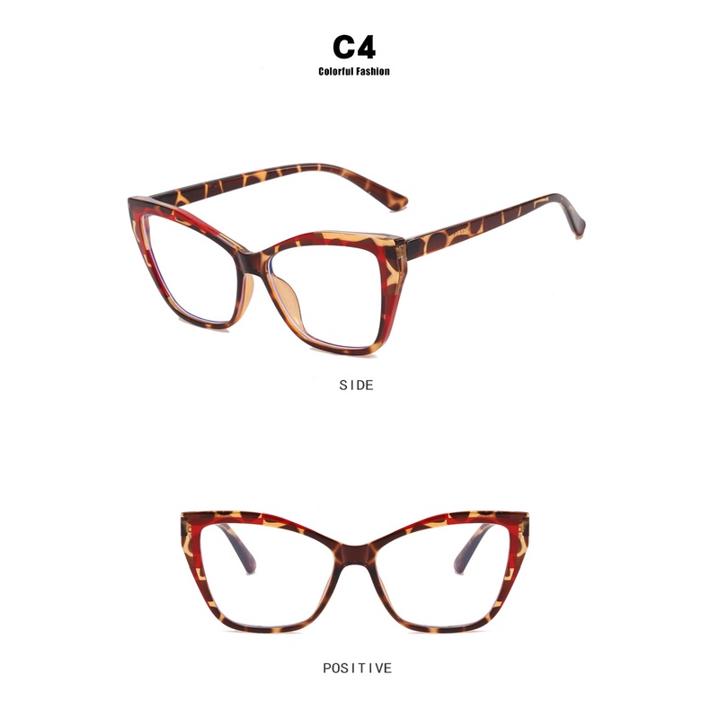 Tr90 Kacamata Pemblokiran Cahaya Biru Untuk Wanita Cat Eye Frame Splicing Warna