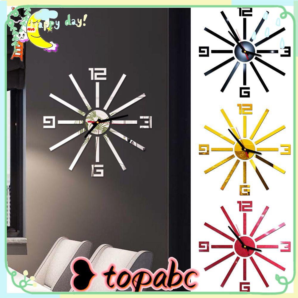 Top DIY Jam Dinding 3D Gaya Modern Akrilik Aksesoris Perekat Diri Stiker Kuarsa Diam