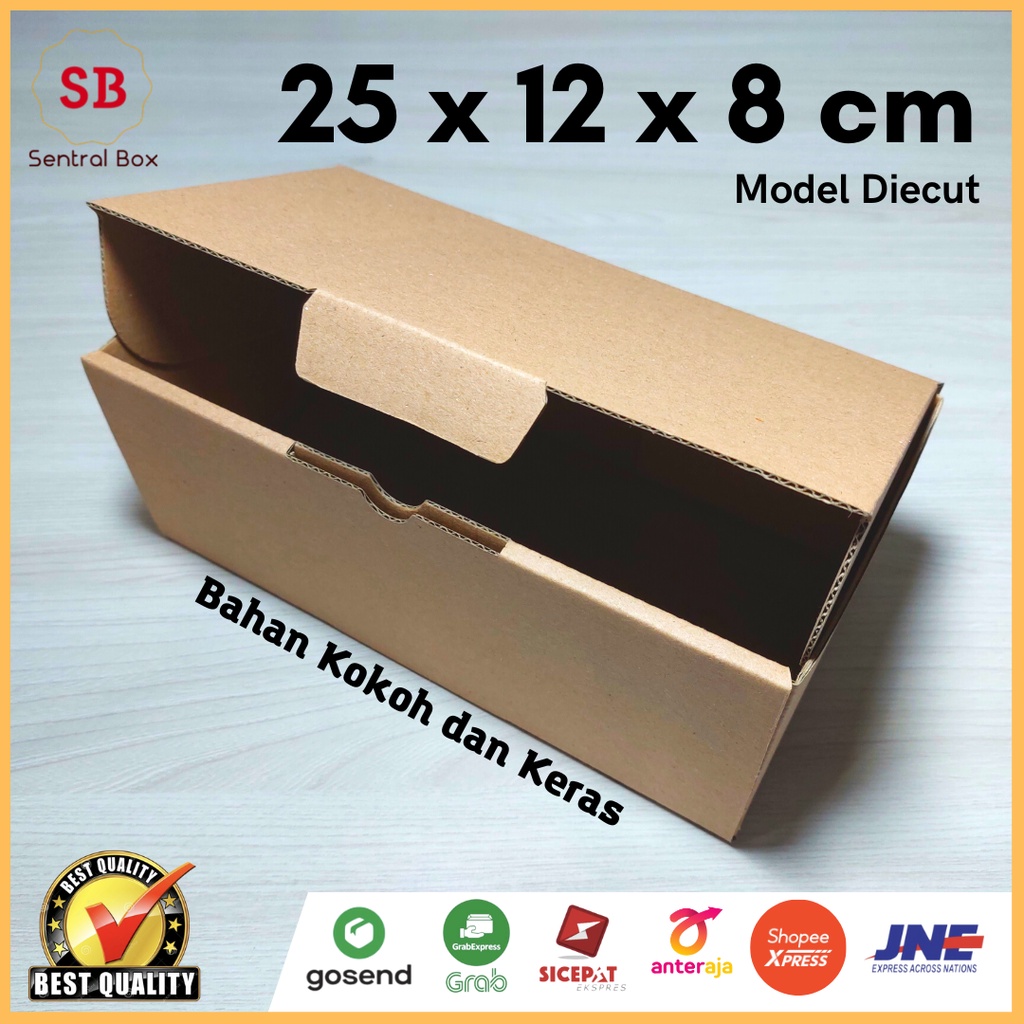 

( Min.order 5 pcs ) Kardus 25 x 12 x 8 cm....... Die Cut ( untuk pembelian di atas 10 pcs harga lebih murah )