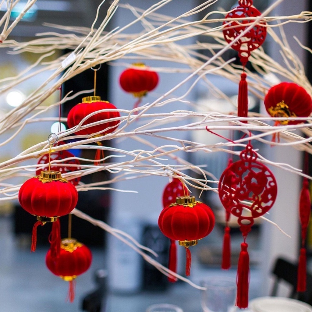 Lampion MINI Lentera Imlek Tahun Baru Gantungan Pohon Bunga Meihua Sakura Dekorasi Hiasan CNY