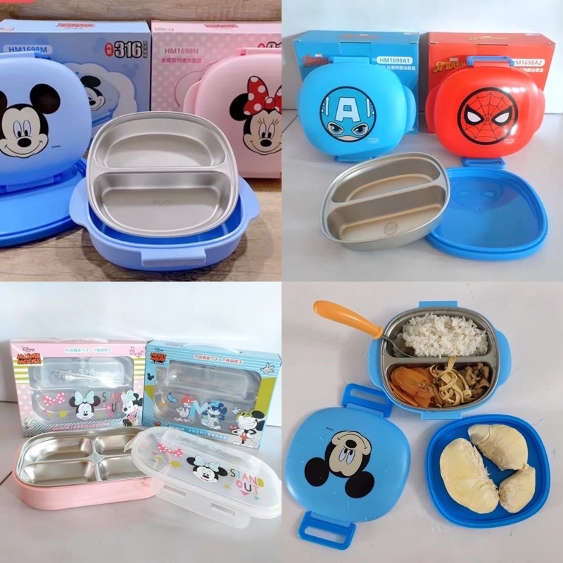 children stainless lunch box kotak makan sekat anti karat anak