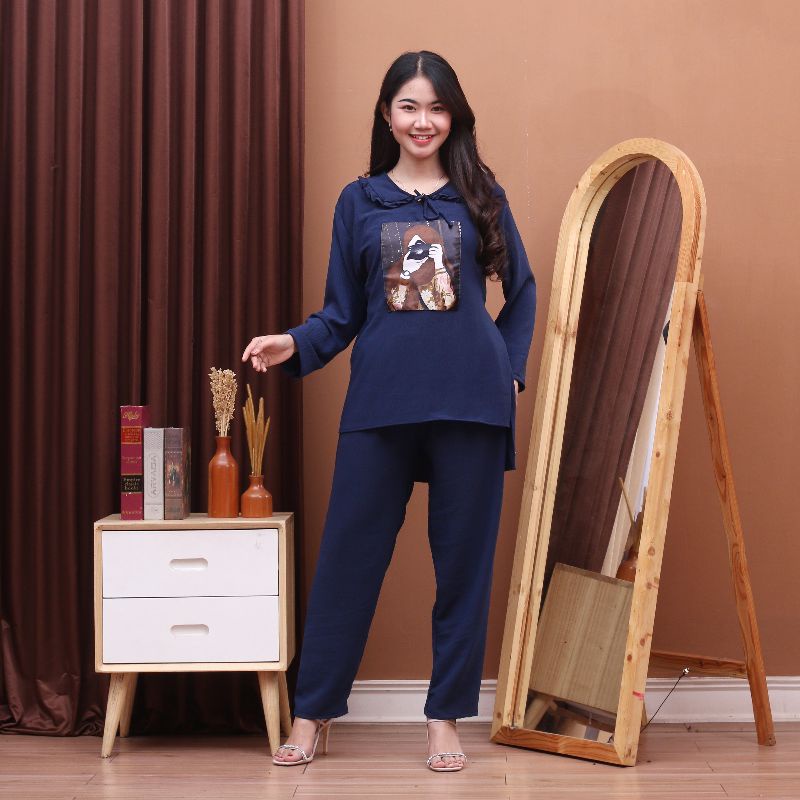 One Set Blink Setelan Emblem Sablon Crinkle Air Flow