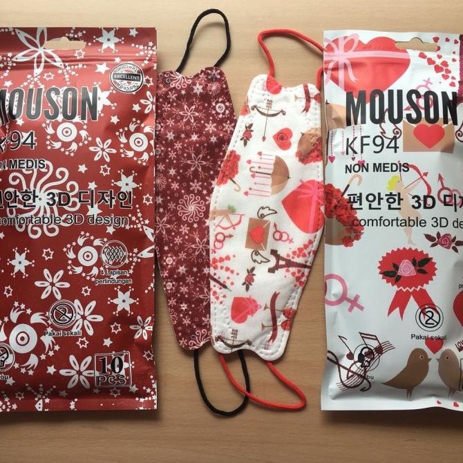 MASKER KF94 MOUSON 10PCS 4PLY MOTIF VALENTINE MASKER KESEHATAN DEWASA t-mymultistore Berkualitas