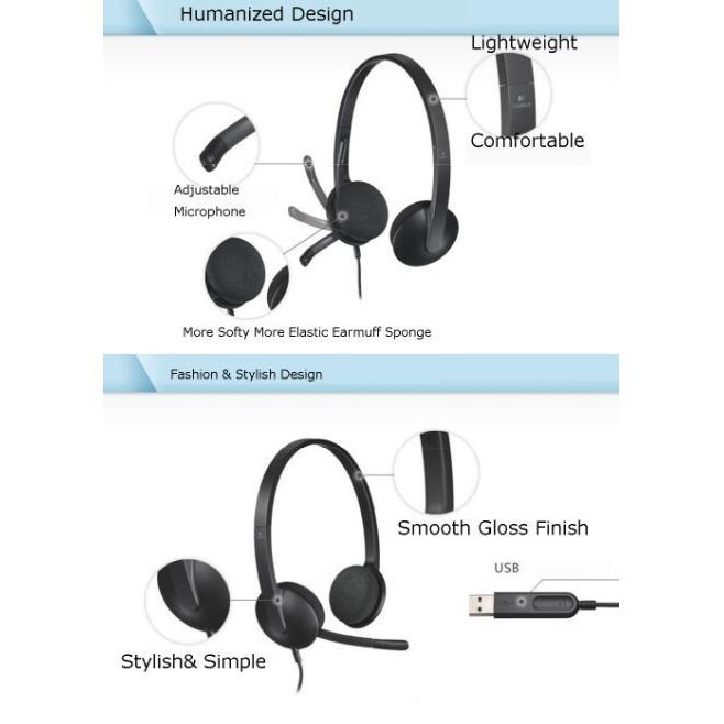 Headset Logietch USB H340 - Black