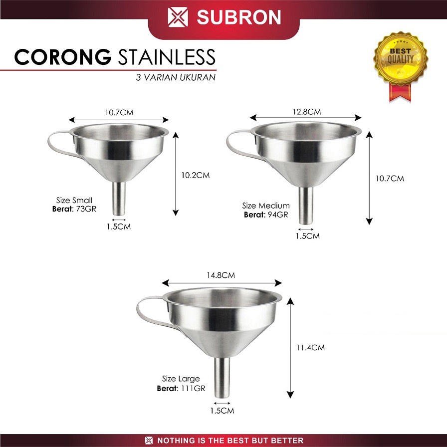 Corong Stainless Gagang Serbaguna Tuang Minyak Garam Kecap Jus - SUBRON