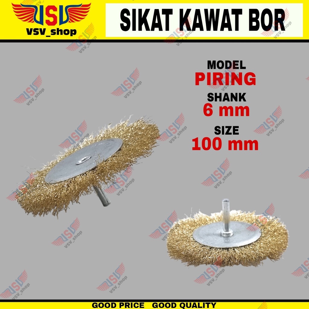 Mata Bor Sikat Kawat Piring Gagang 6mm Mesin Bor Penghilang Karat 38/50/65/75/100mm