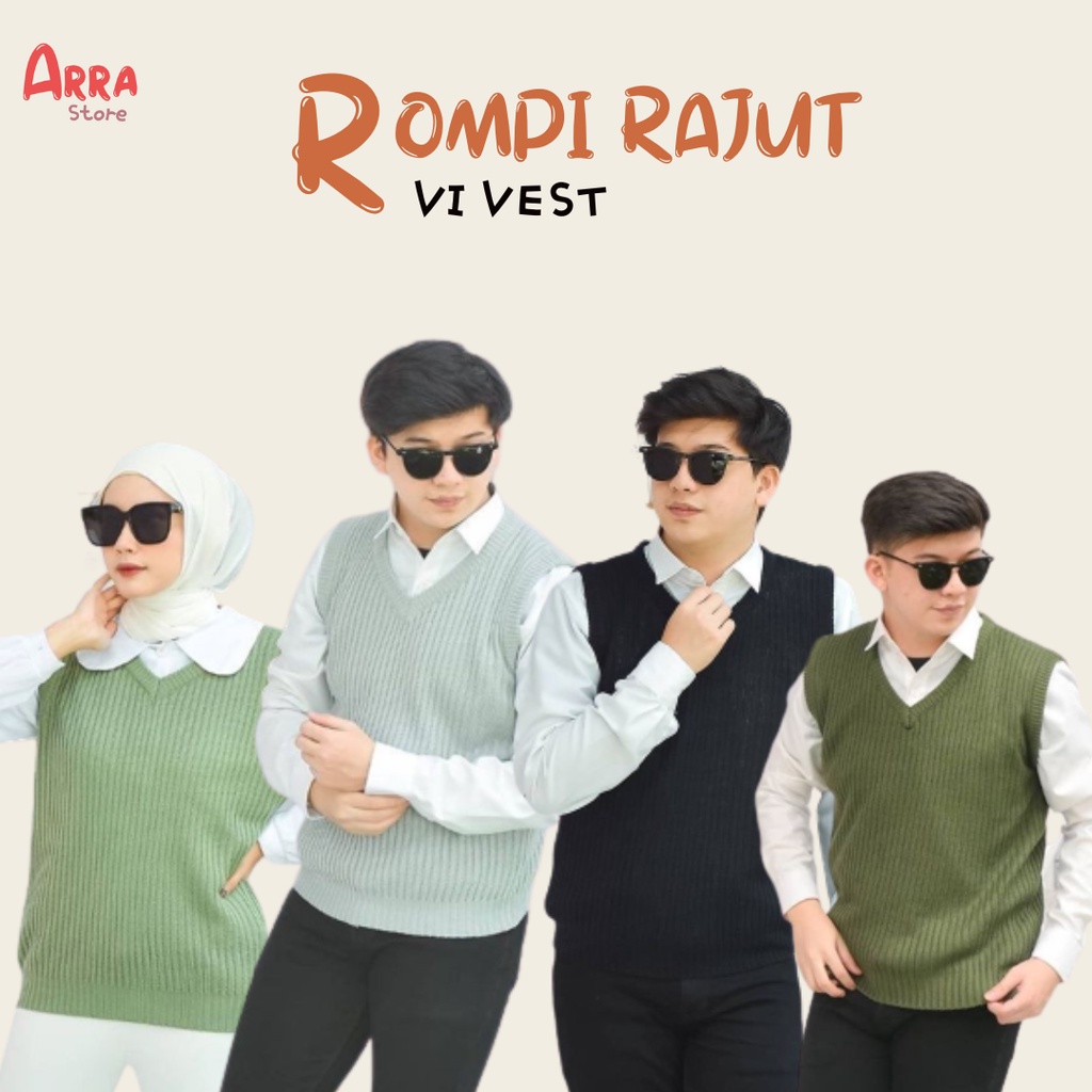 Rompi Rajut Vi Vest Polos Pria Wanita Korean Style